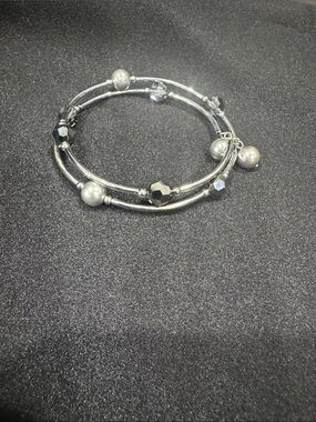 Touchstone Crystal by Swarovski, Wind Up Bracelet, Black, New in Box